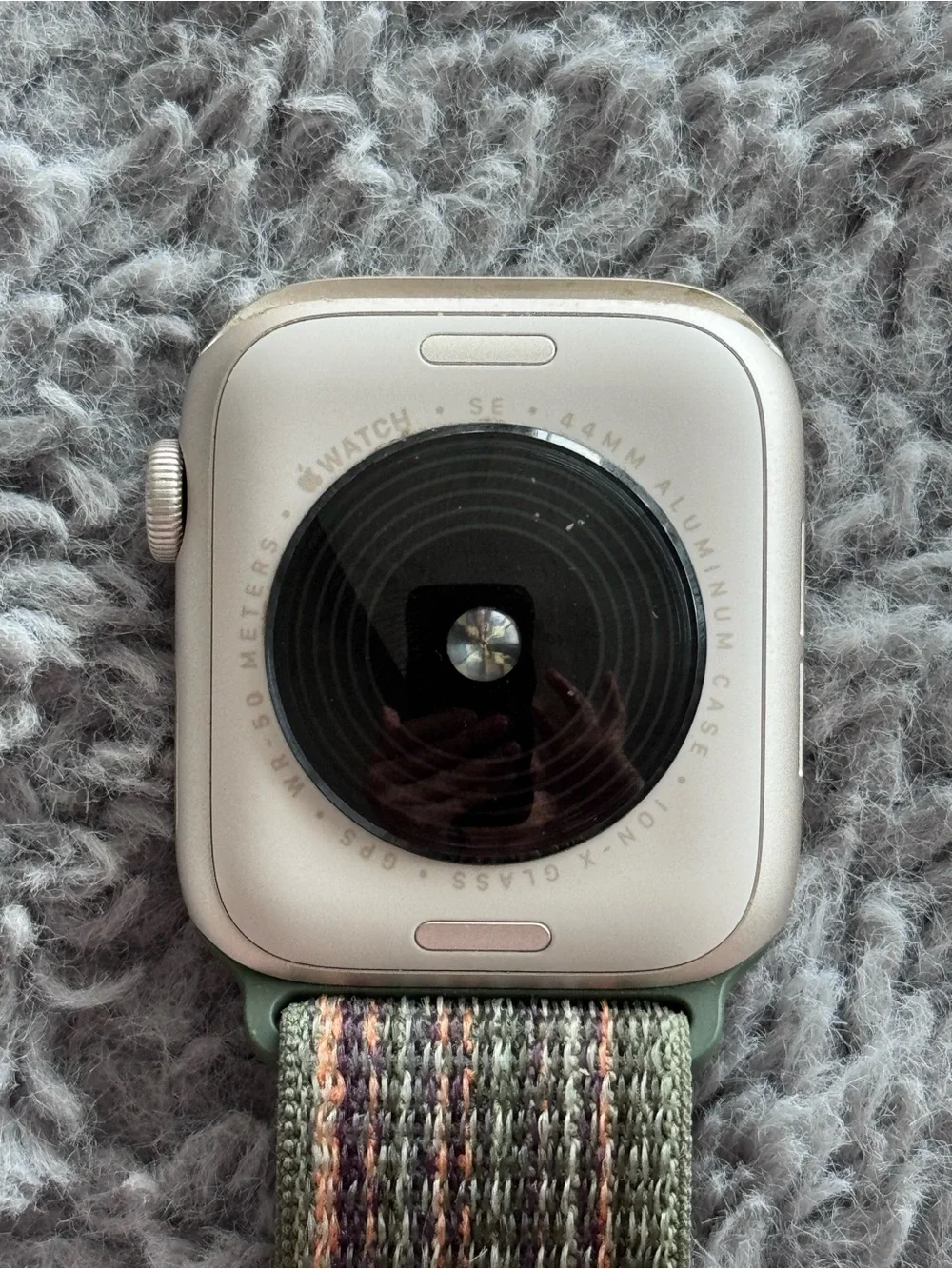 Apple Watch with Green and Orange Woven Nylon Band